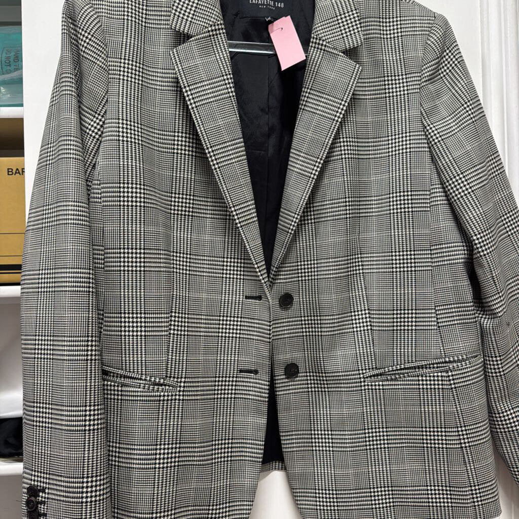 Black/White Houndstooth Check Blazer
