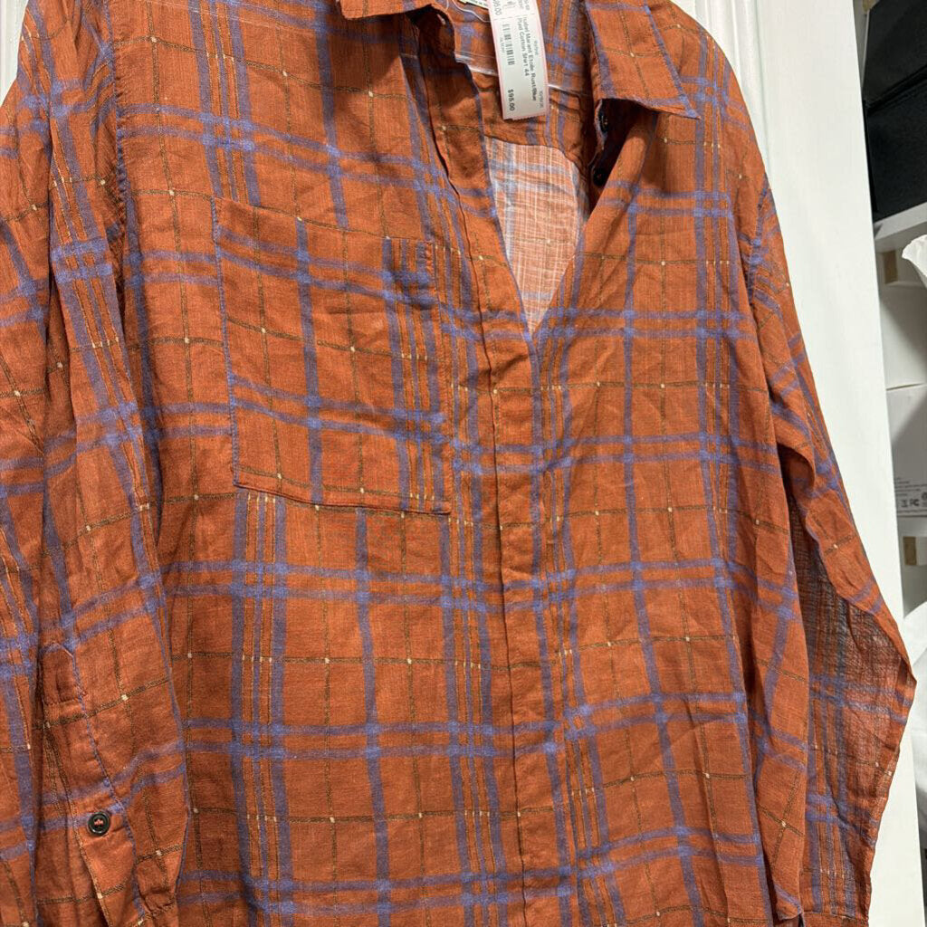 Rust/Blue Plaid Cotton Shirt
