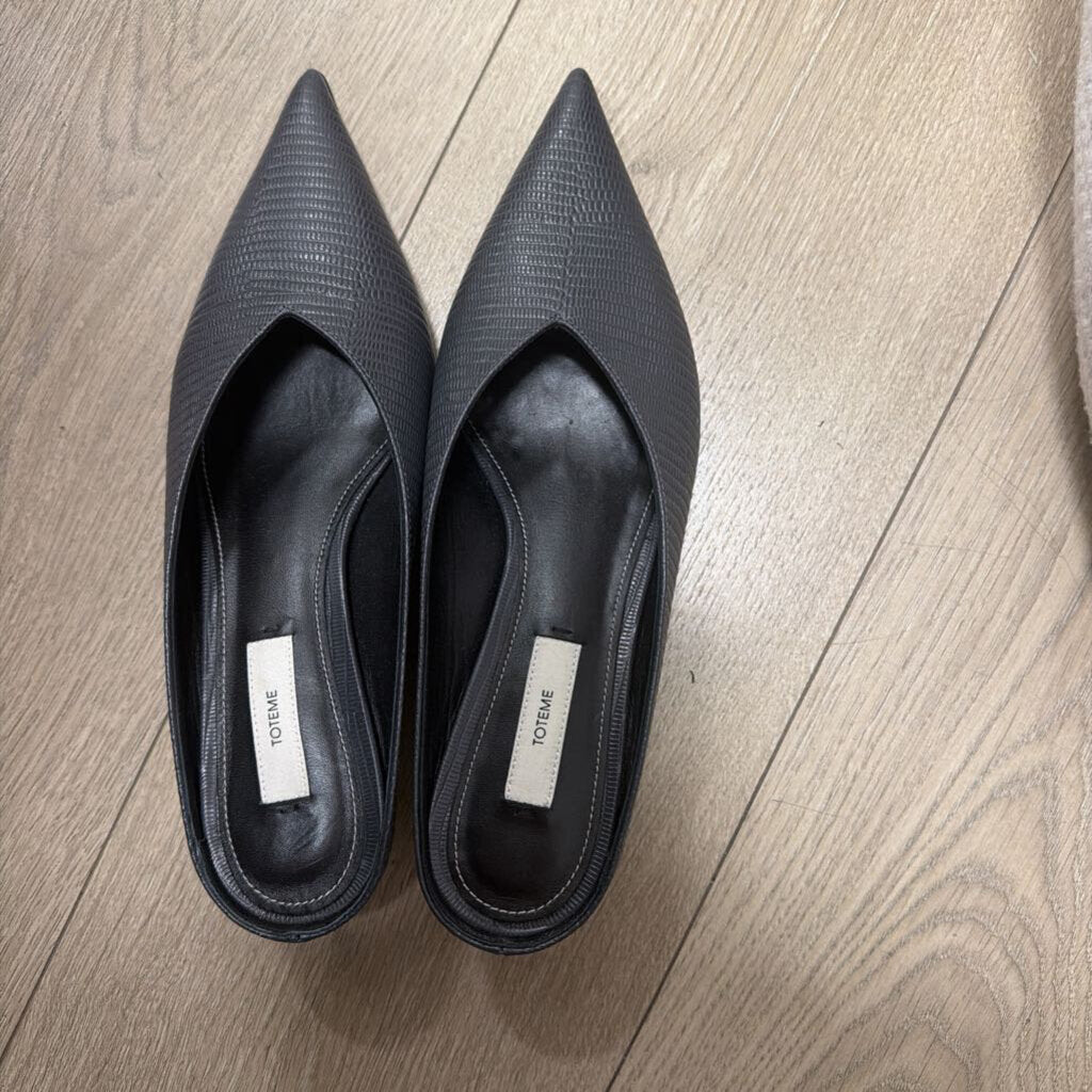 Grey Leather Mules, 37