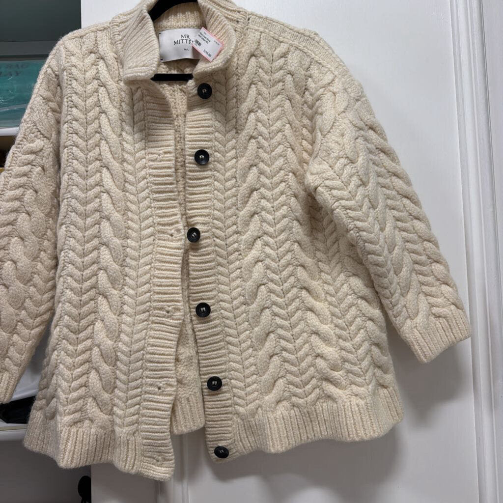 Cream Wool Cableknit Cardigan