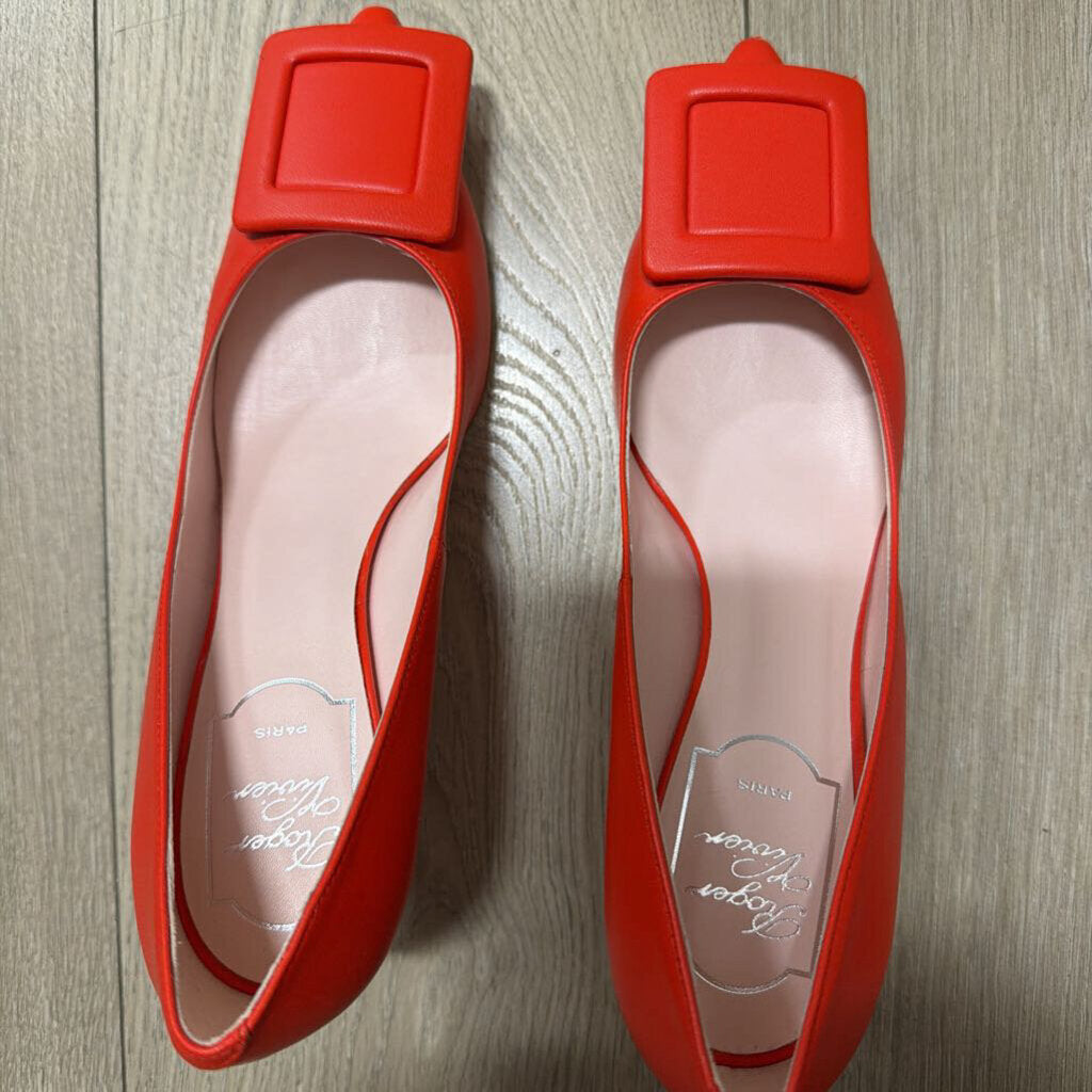 Orange Leather Pump, 37.5