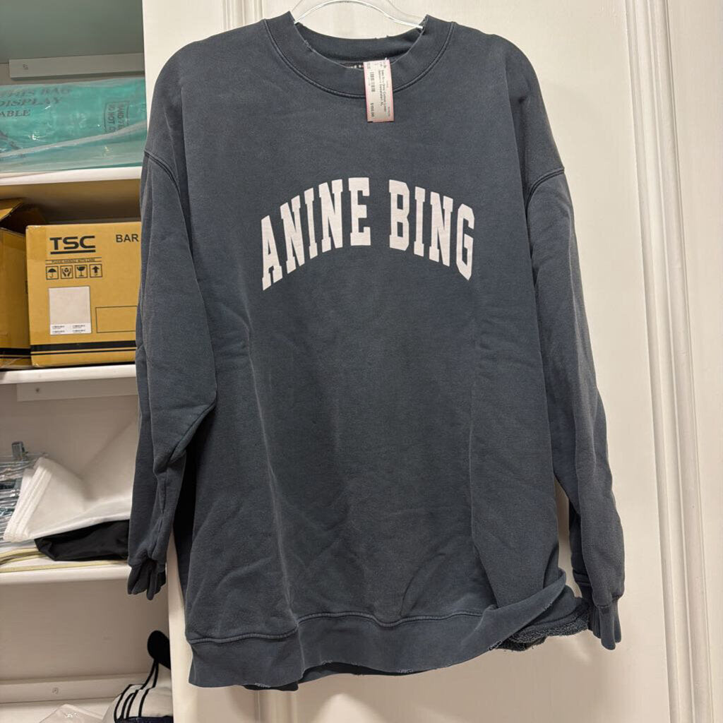 Grey Cotton Logo Distressed Sweatshirt