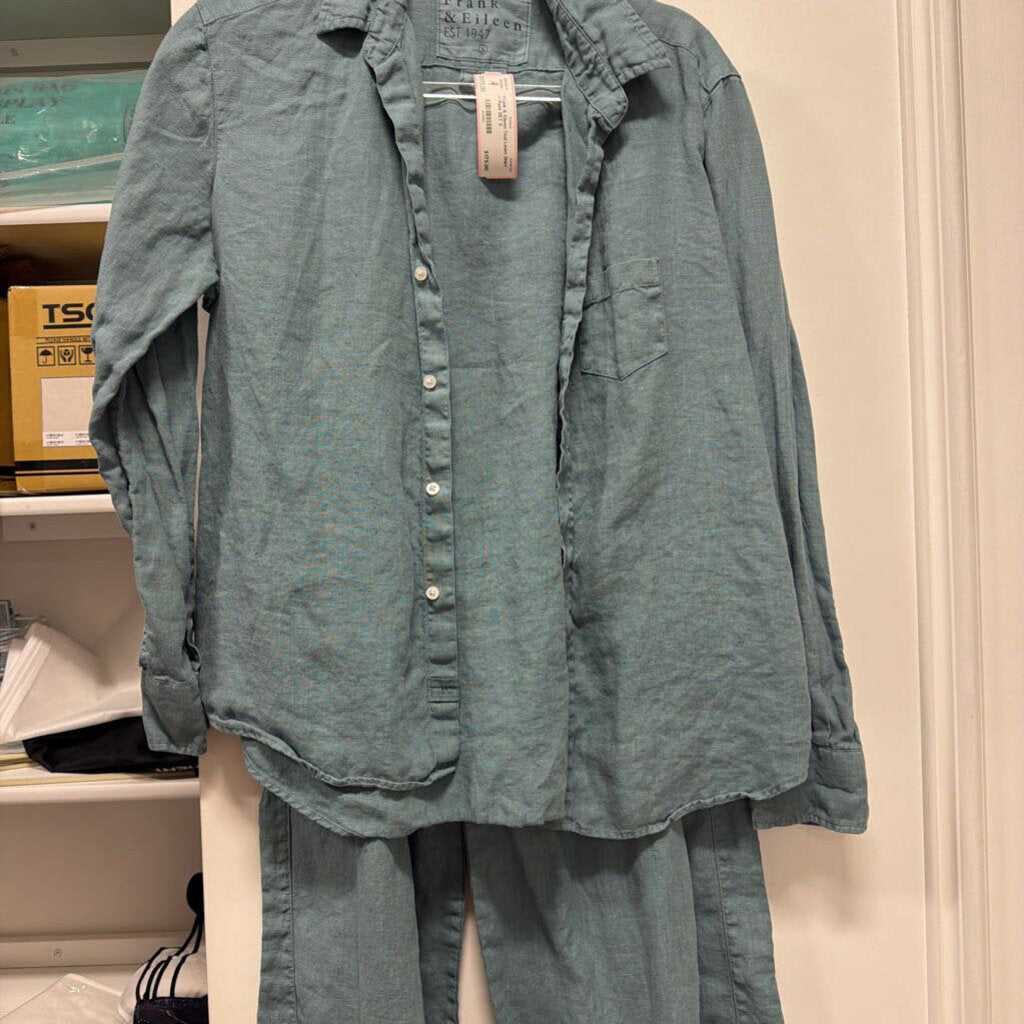 Teal Linen Shirt + Pant SET