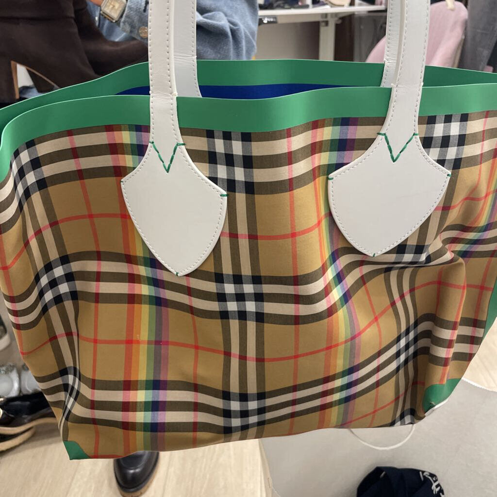 Reversible Rainbow Vintage Check Tote