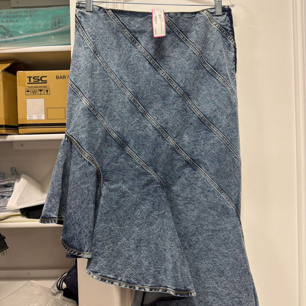 Blue Denim Asymmetrical Skirt