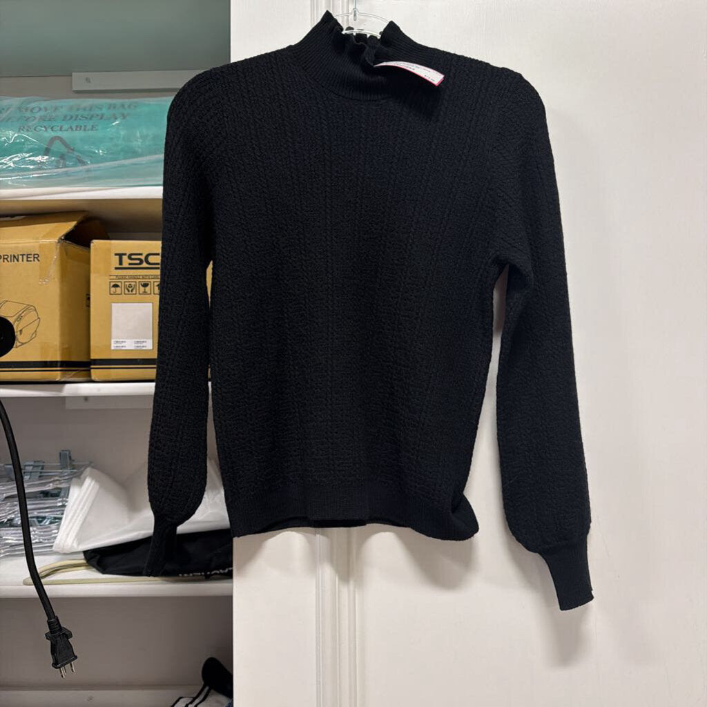 Black Wool Mock Neck Sweater