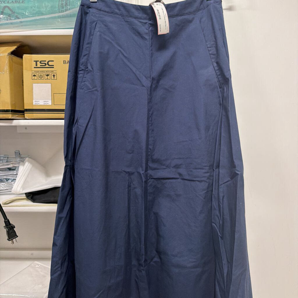 Navy Cotton Midi Skirt