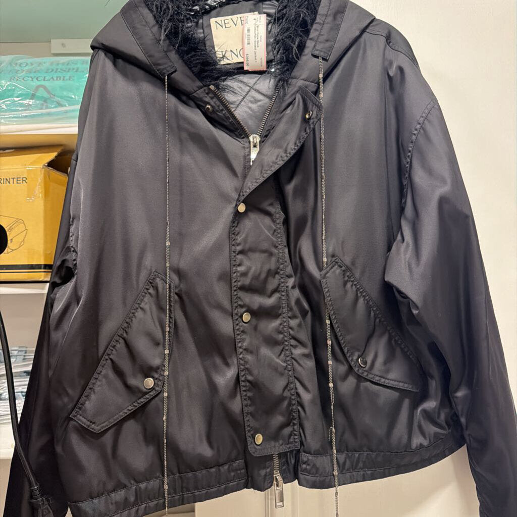 Black Cotton/Poly Hooded Jacket
