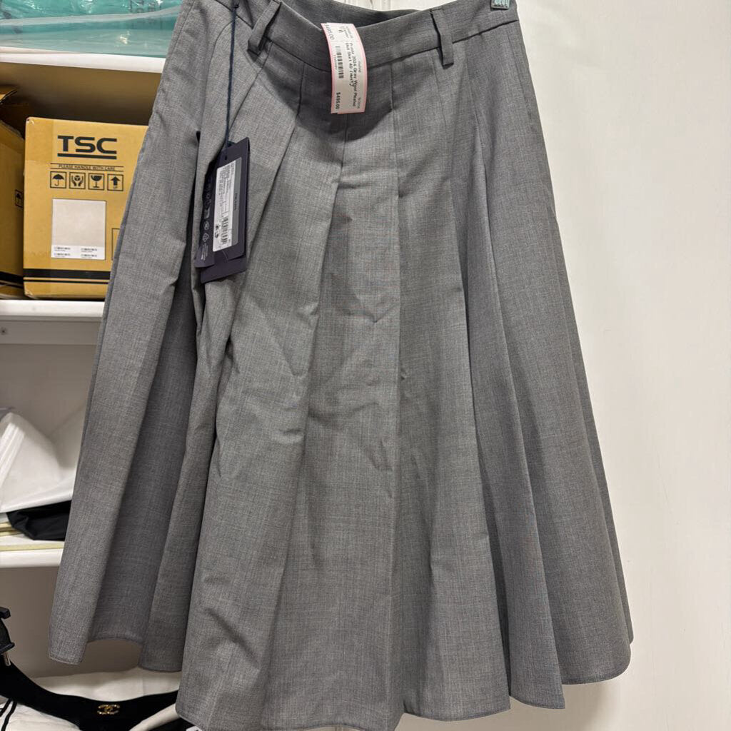 2024 Gray Wool Pleated Midi Skirt (NWT)