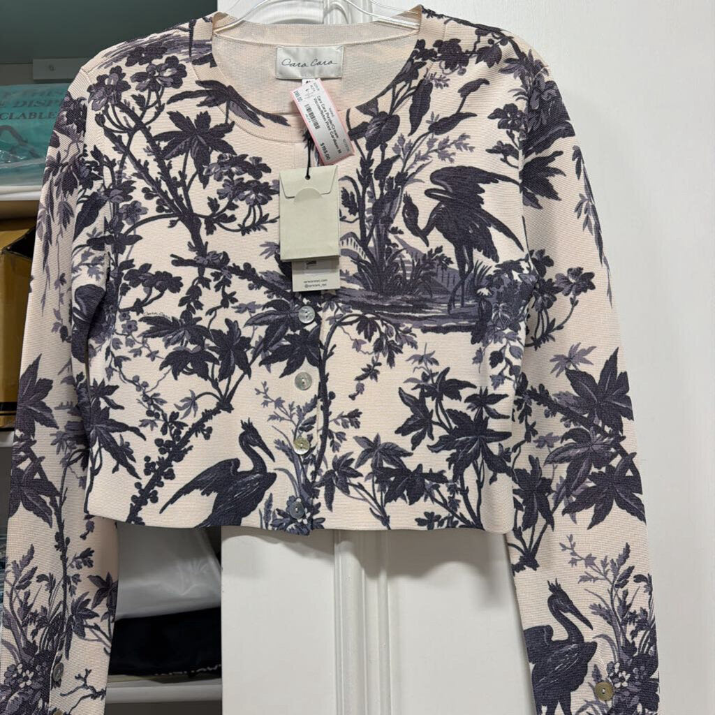 Purple/Cream Viscose/Nylon Print Cardigan