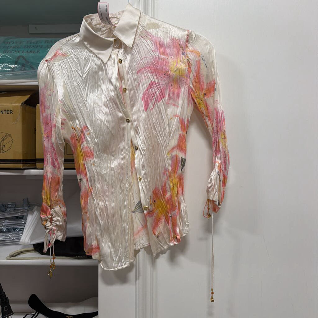 White Floral Silk Shirt