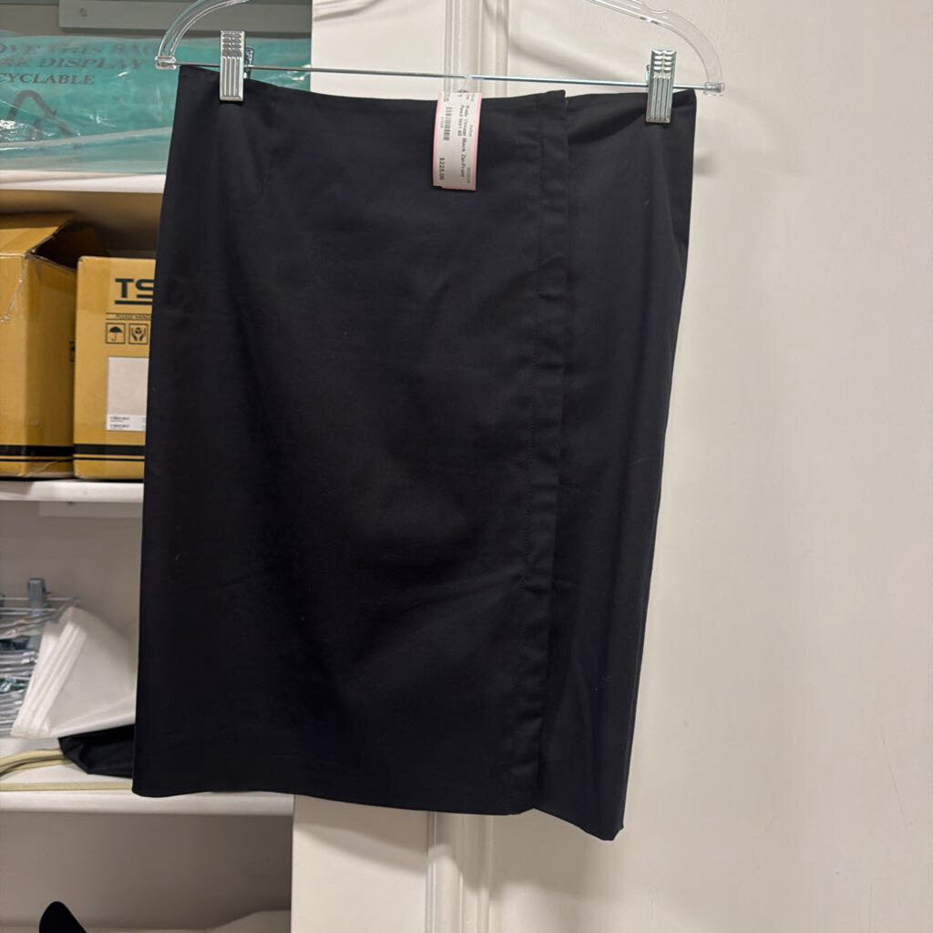 Vintage Black Zip-Front Pencil Skirt