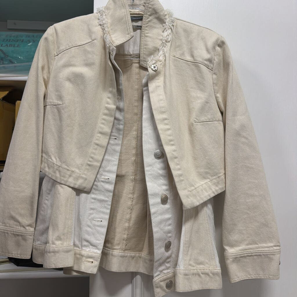 Cream Layered Denim Jacket