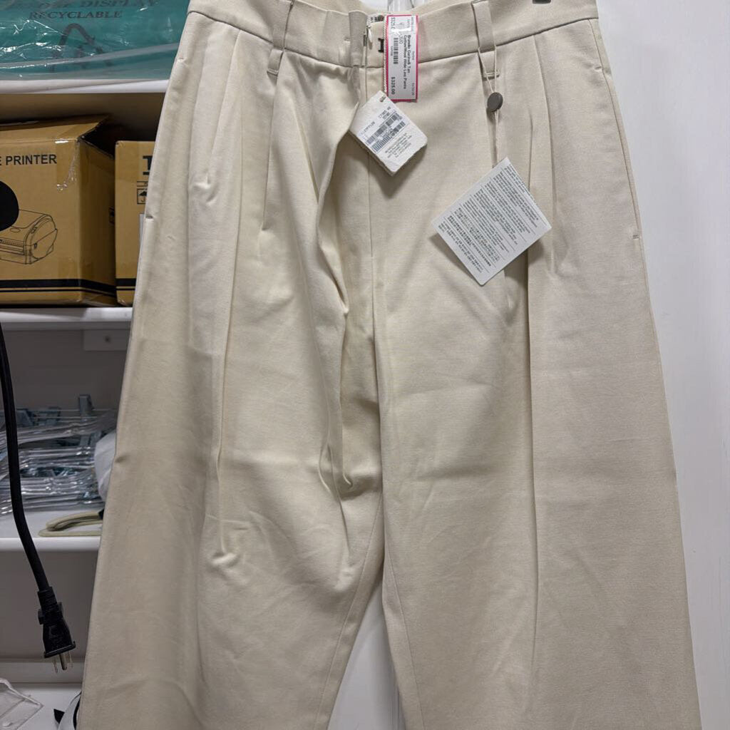 Tan Cotton/Wool Wide Leg Pants