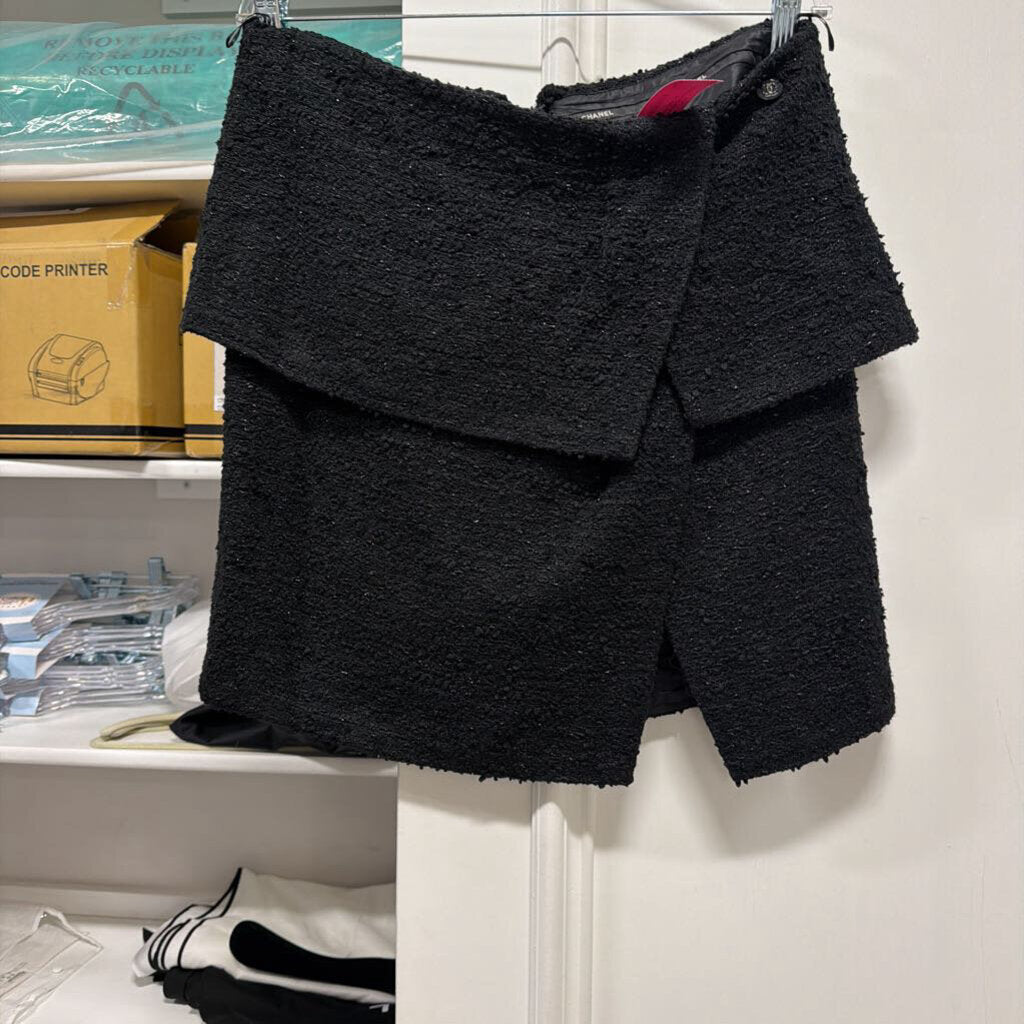 Black Acrylic/Poly Tweed Skirt