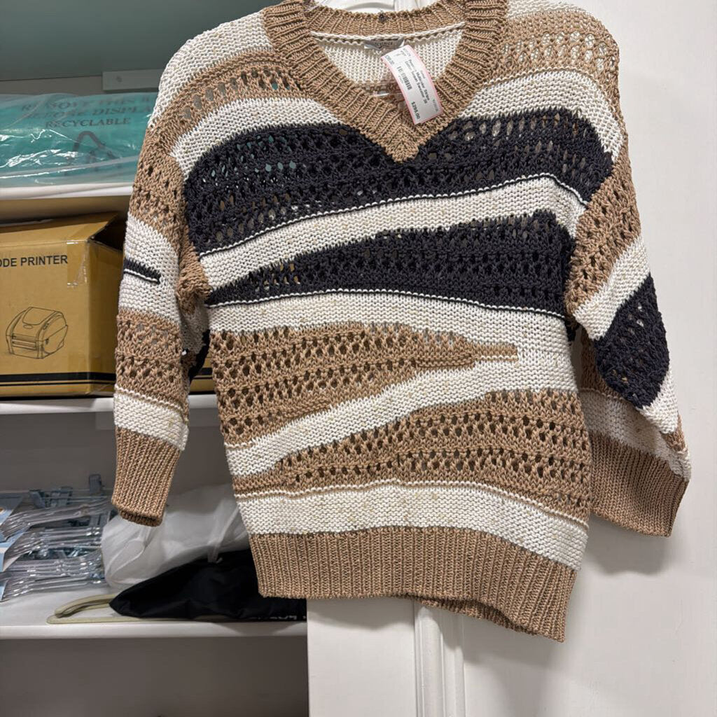 Multicolor Stripe Cotton Sequin Sweater