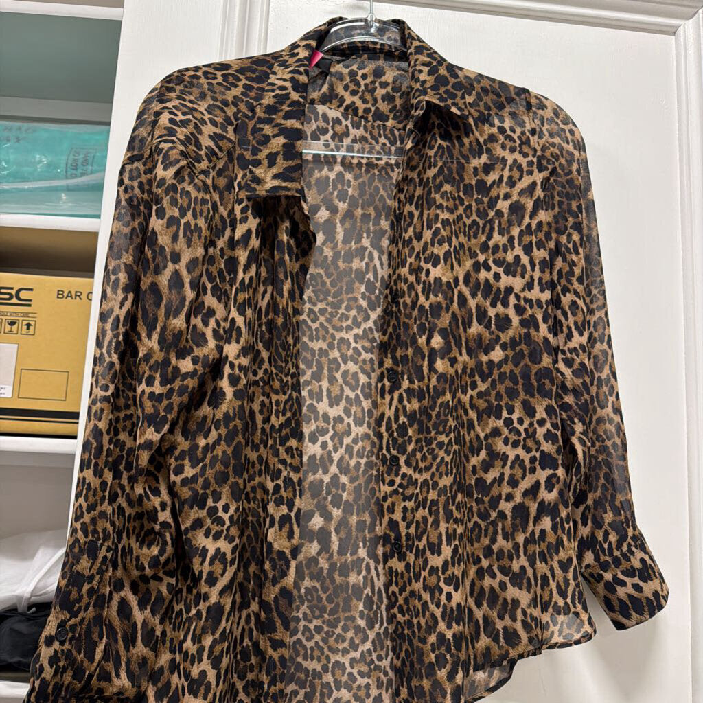 Brown Leopard Print Silk Shirt
