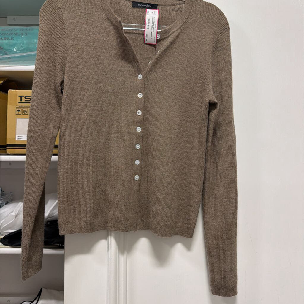 Brown Cashmere Ribbed Sweater