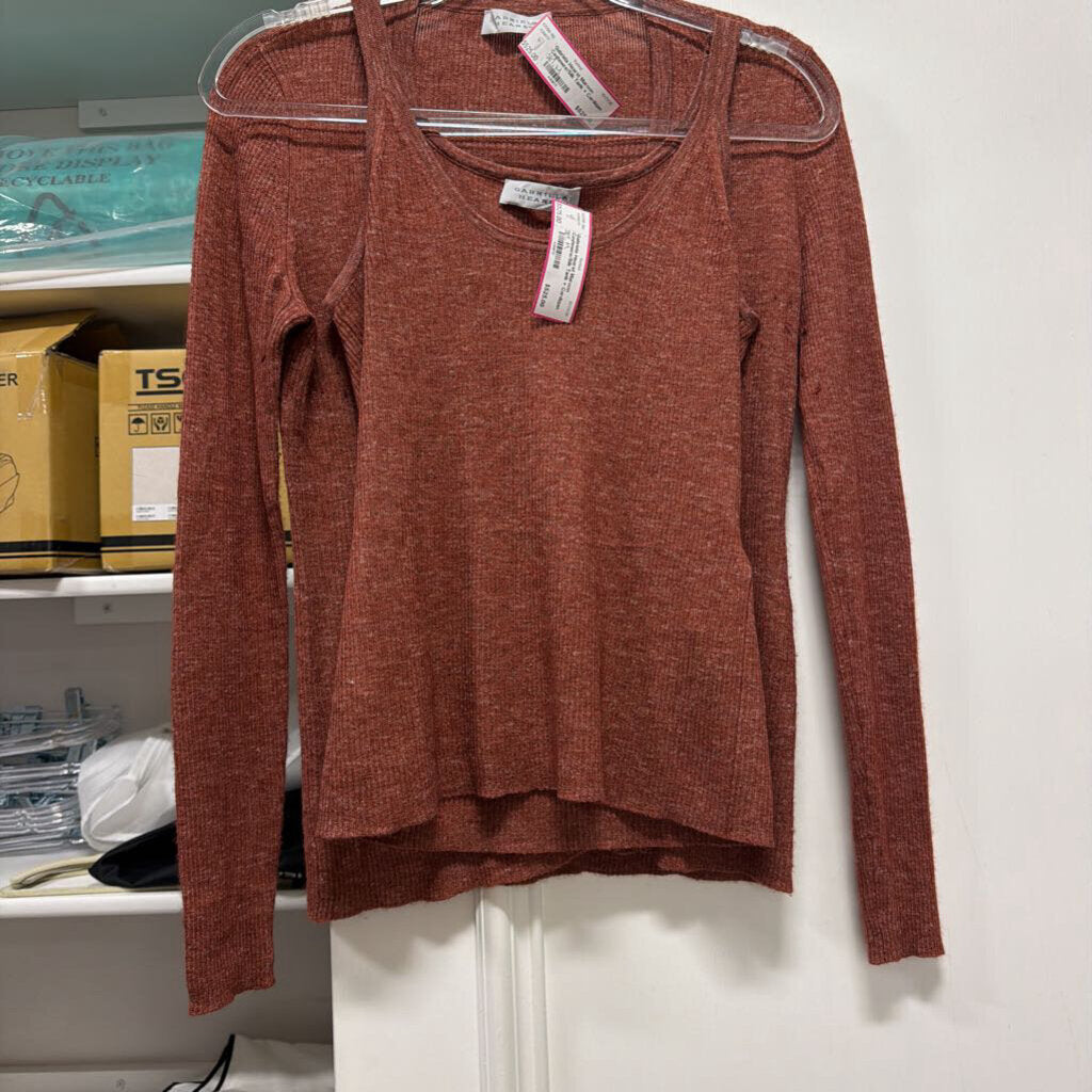 Maroon Cashmere/Silk Tank + Cardigan SET