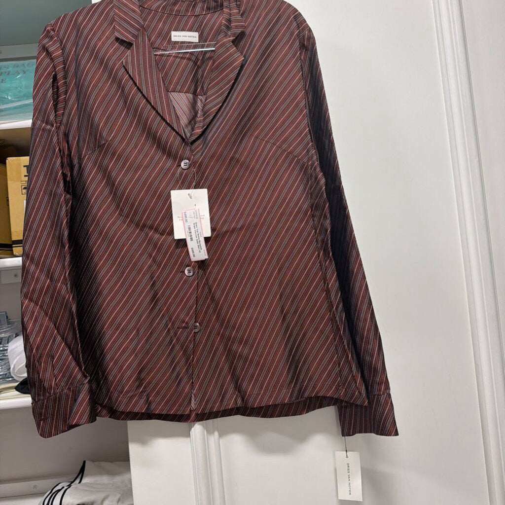 Burgundy Stripe Viscose Satin Shirt
