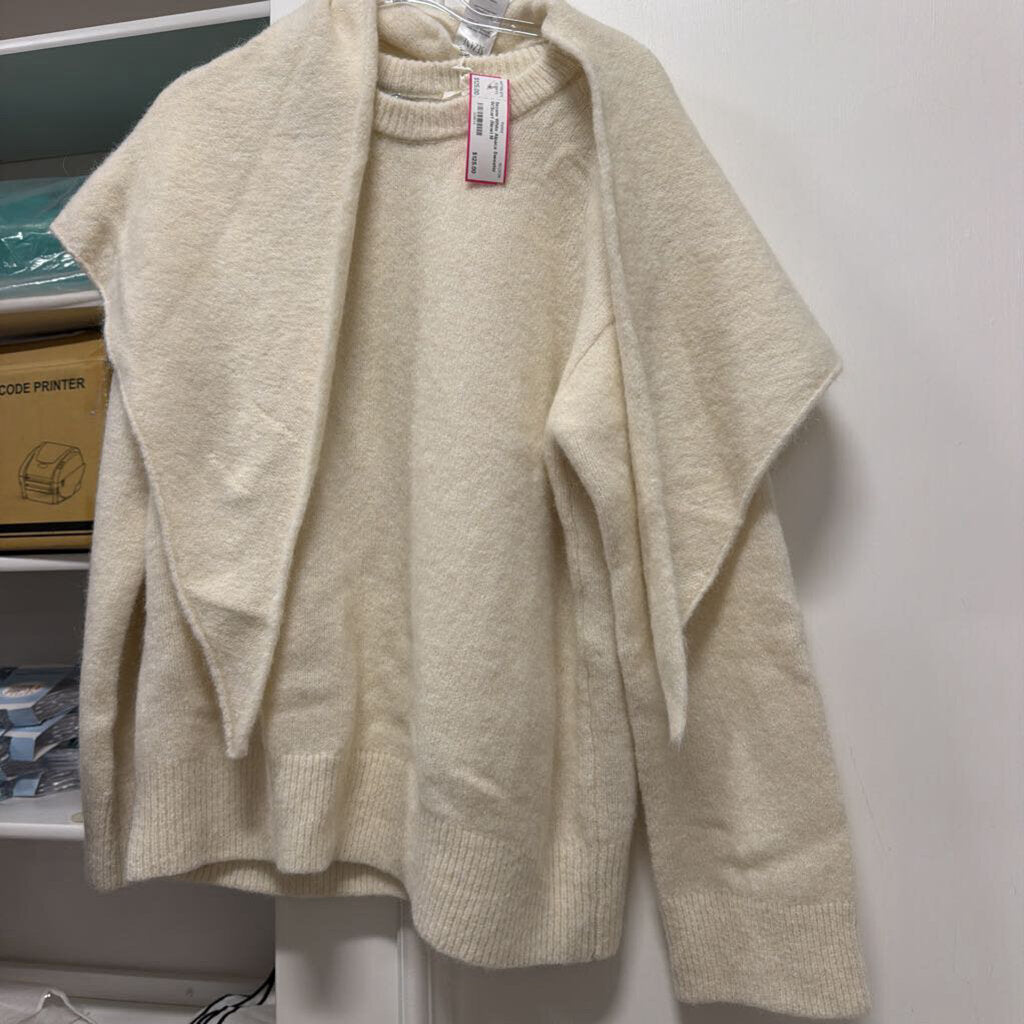 White Alpaca Sweater W/Scarf (New)