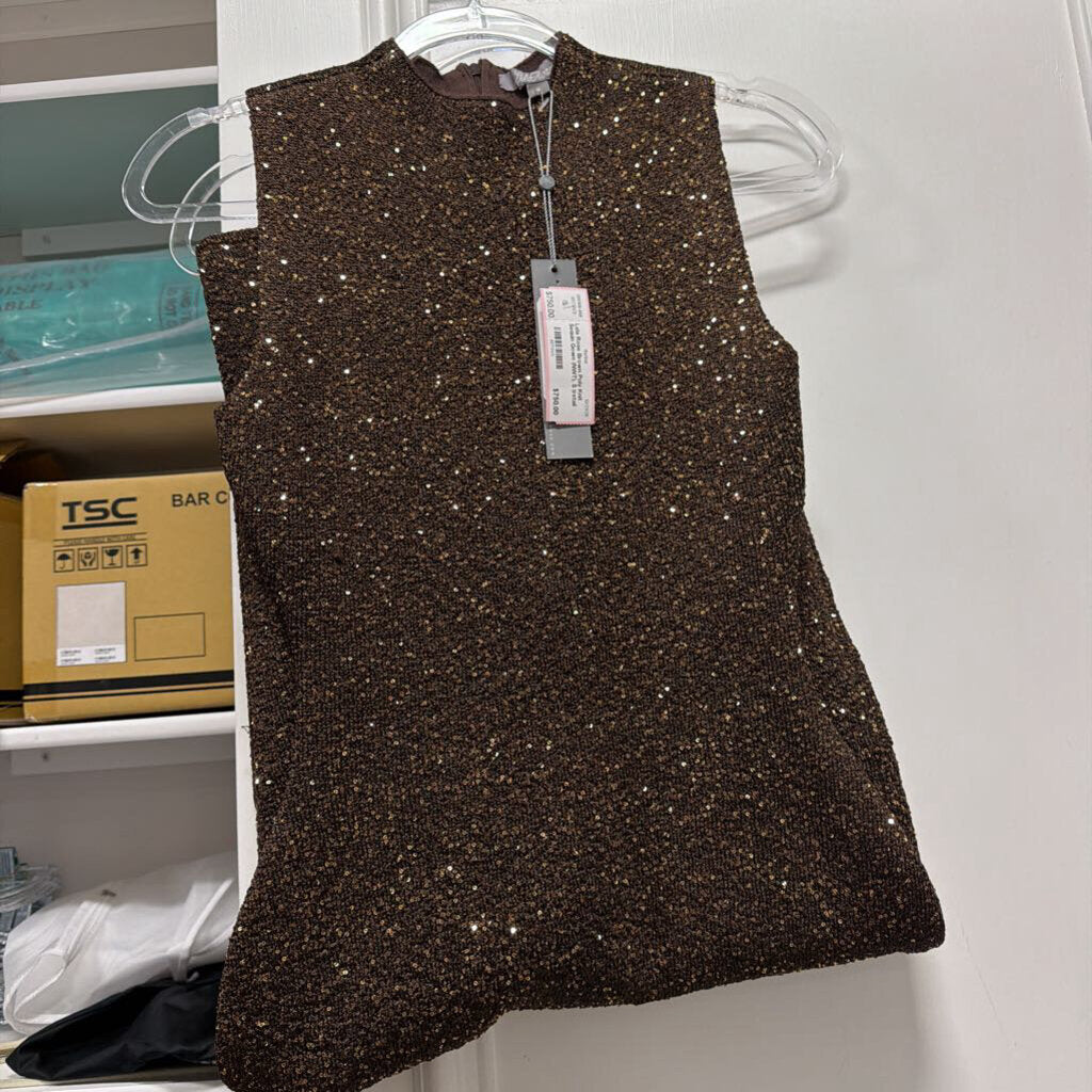 Brown Poly Knit Sequin Gown (NWT), S (retail 1995)