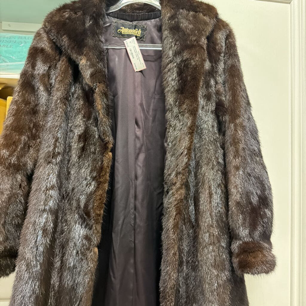 Dark Brown Fur 3/4 Length Coat, n/a