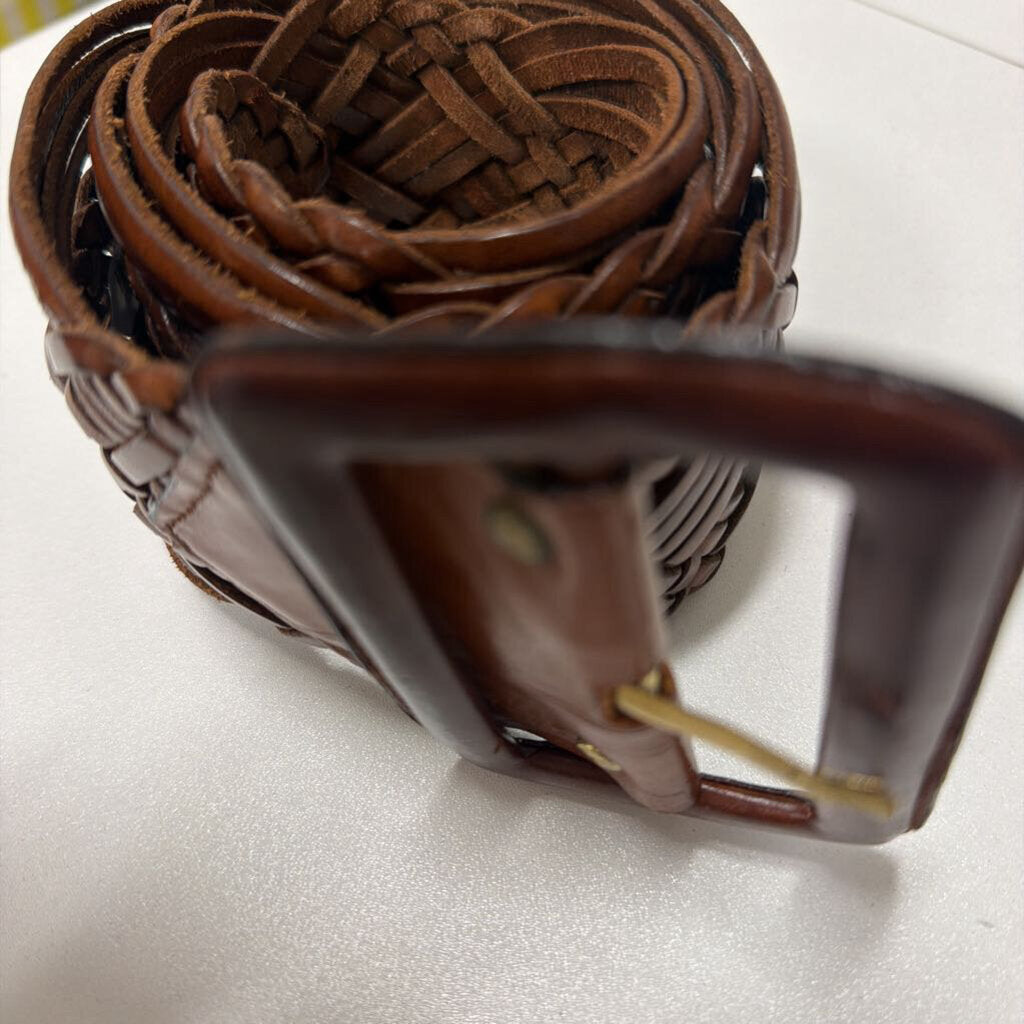 Brown Leather Woven Belt