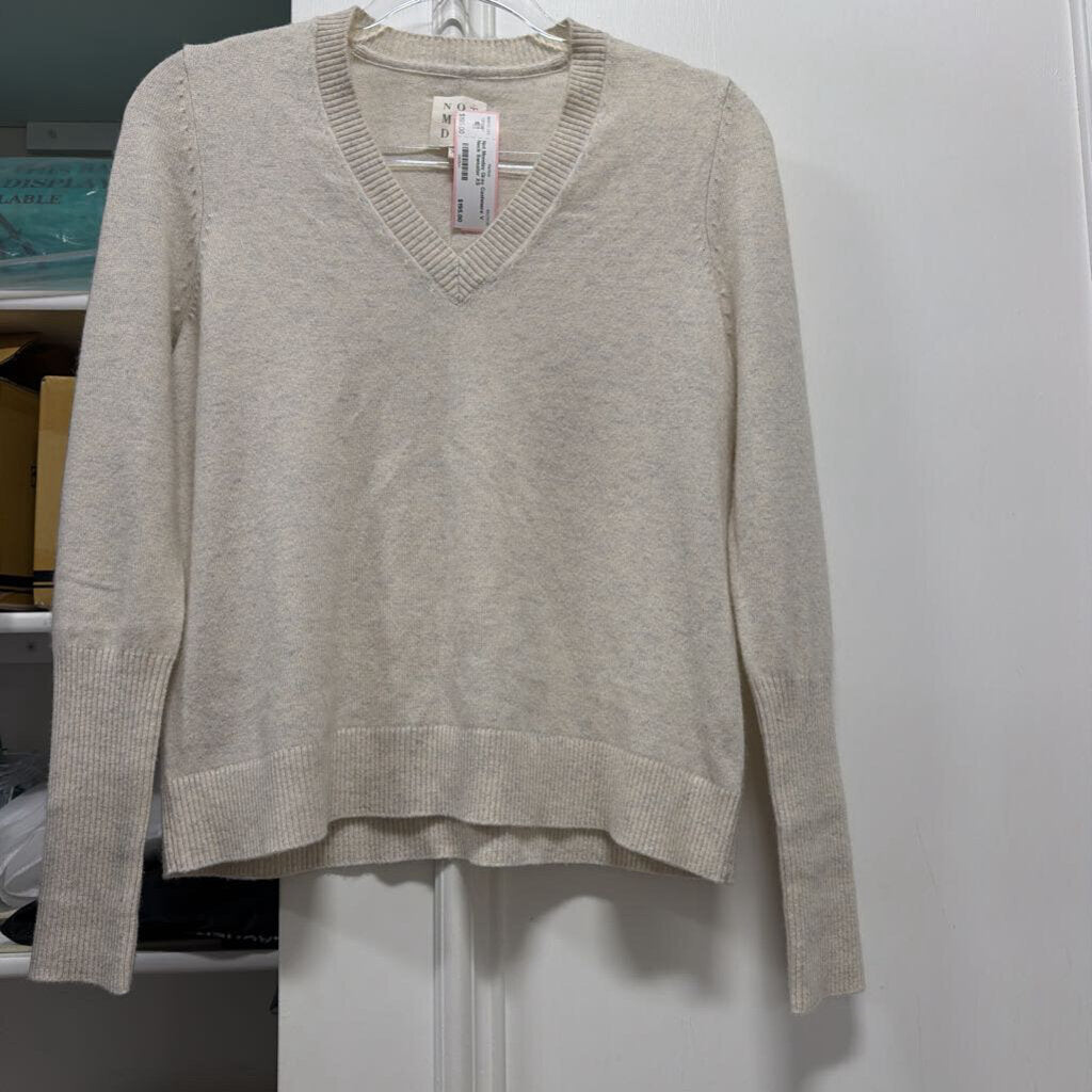 Gray Cashmere V Neck Sweater