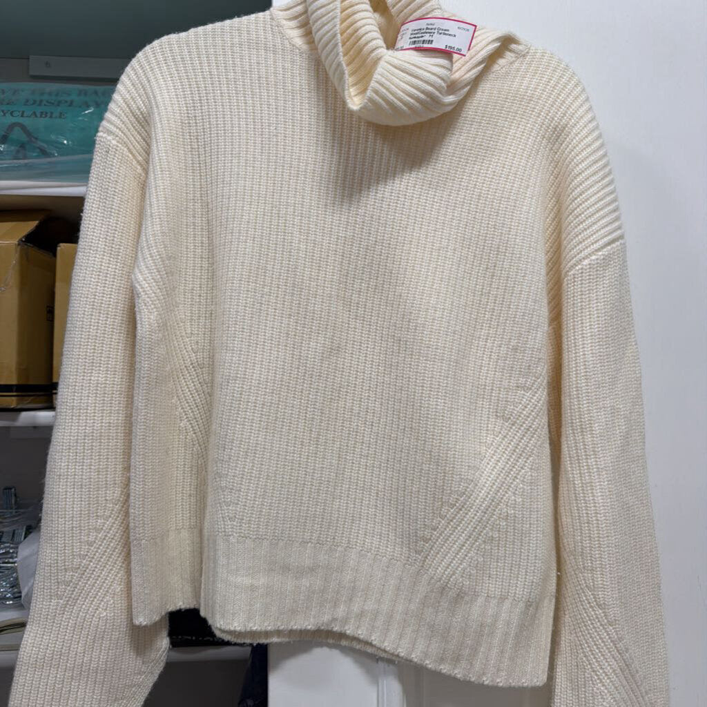 Cream Wool/Cashmere Turtleneck Sweater