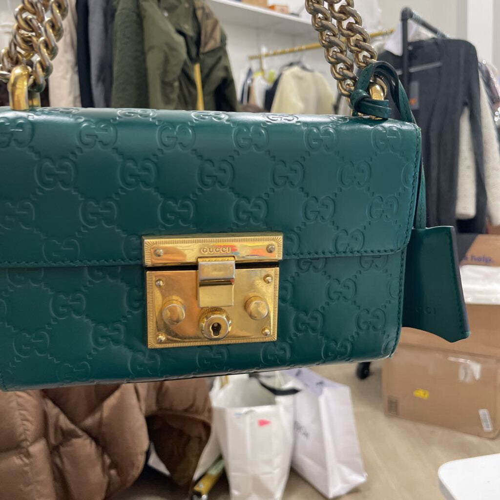 Green Guccissima Padlock Shoulder Bag