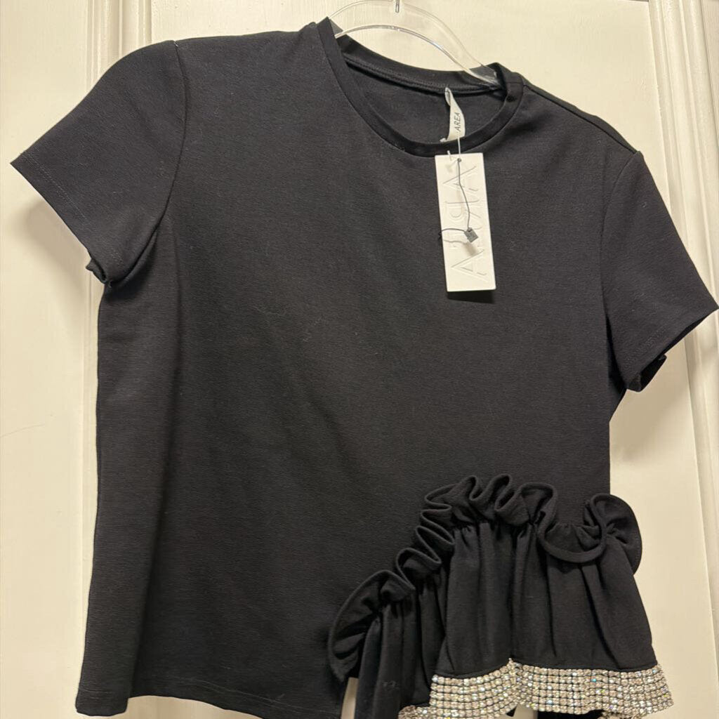 Black Rayon Crystal Embellished Top