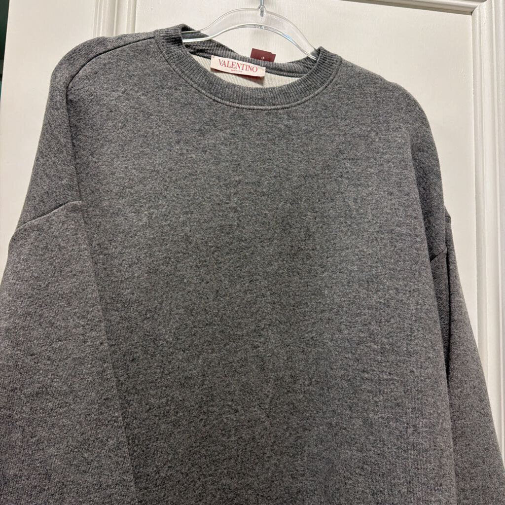 Grey Wool Blend Sweater w/ Embellished Cuff