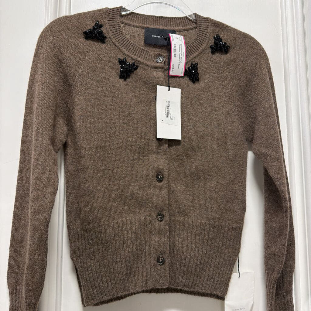Brown Cashmere Crystal Cardigan (NWT 940)