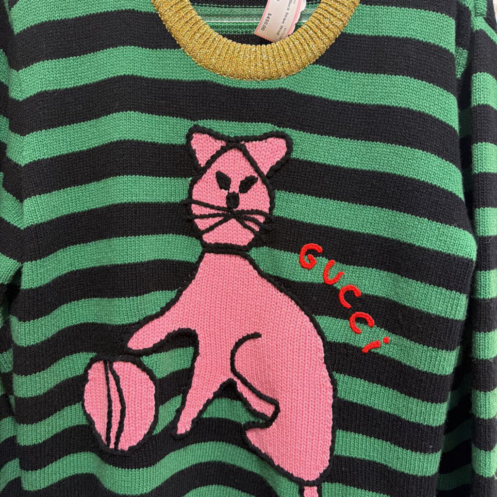 Green/Black Stripe Wool Sweater
