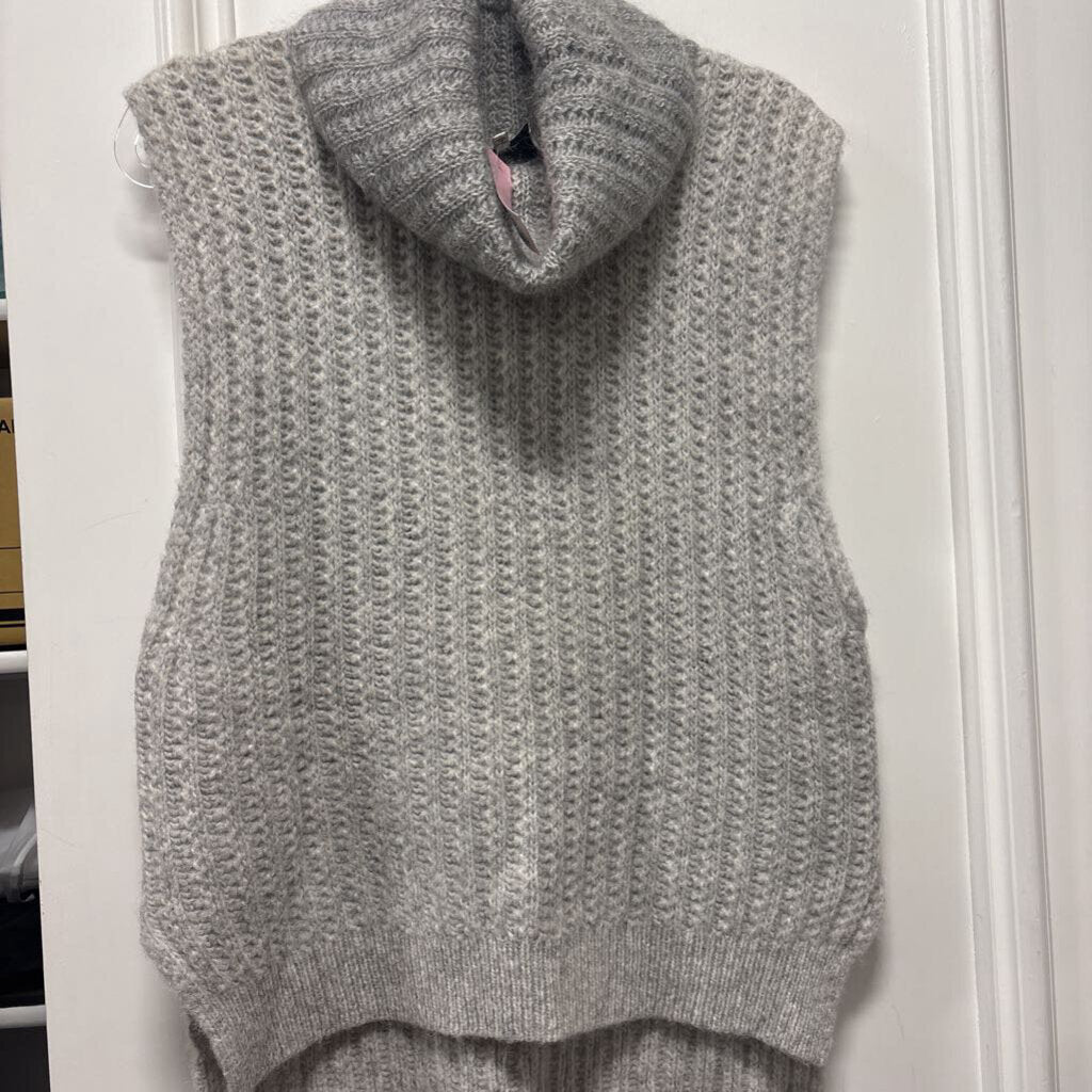 Grey Alpaca Blend Turtleneck Vest