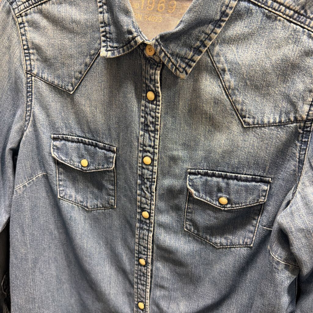 Denim Cotton Western Shirt, M