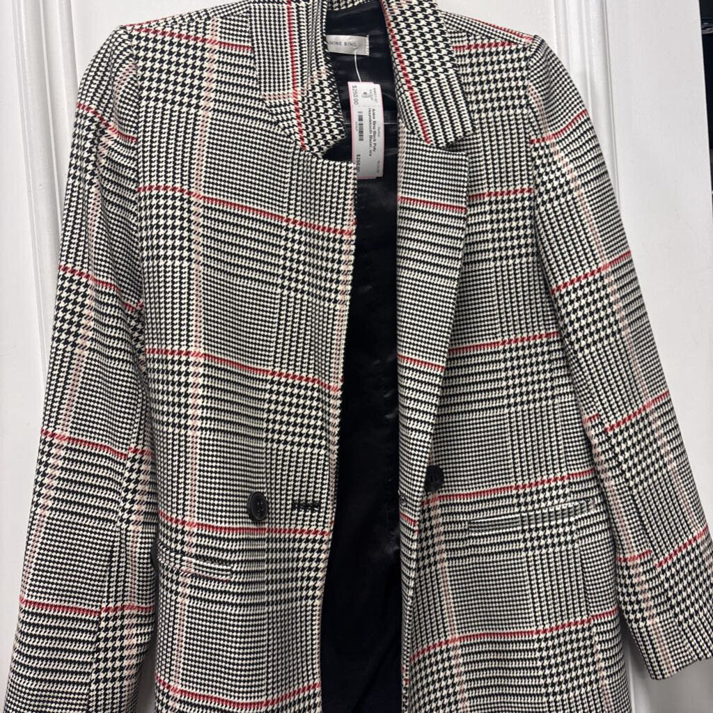 Black Poly Houndstooth Blazer, n/a