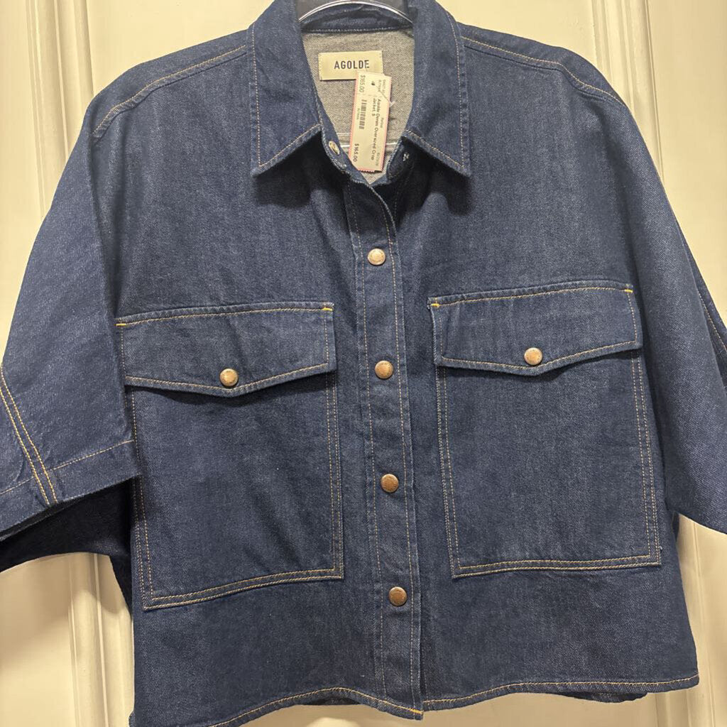 Denim Oversized Crop Jacket, S