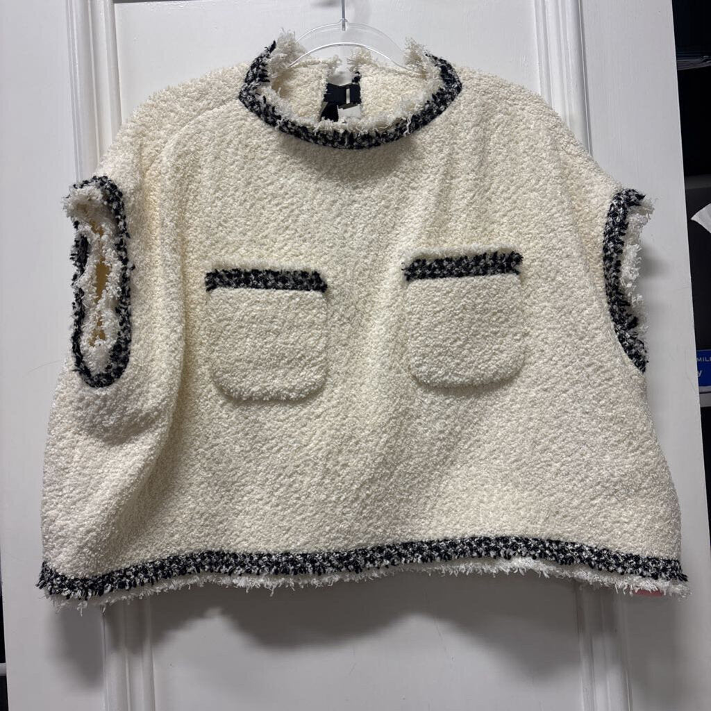 White/Black Tweed Top