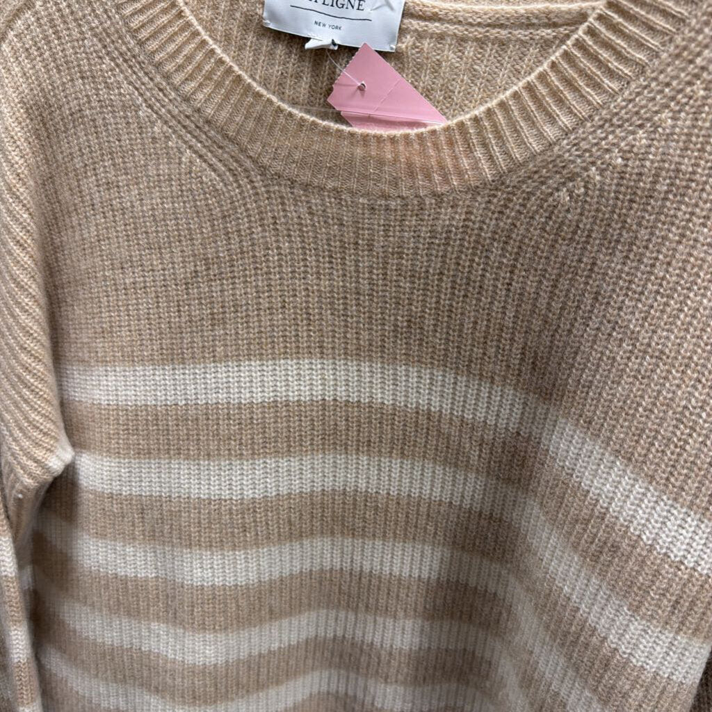 Beige/Cream Cashmere Striped Sweater