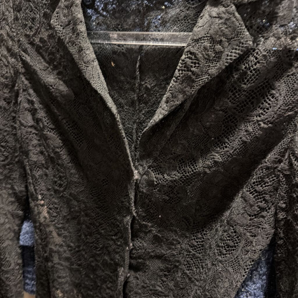 Black Lace Button Up Top