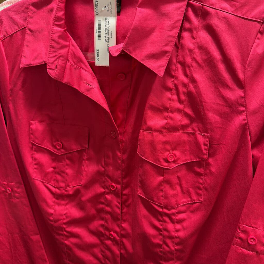Pink Cotton Button Up Top