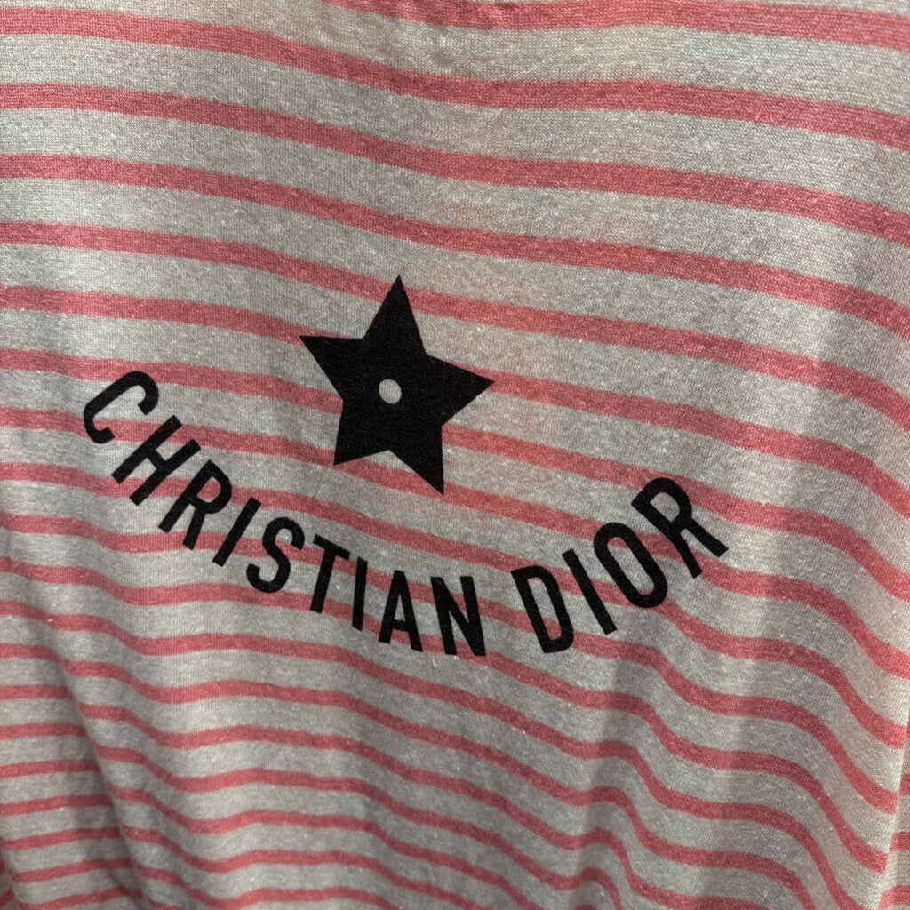 Pink/White Stripe Linen/Cashmere/Silk Logo Sweater (NWT)