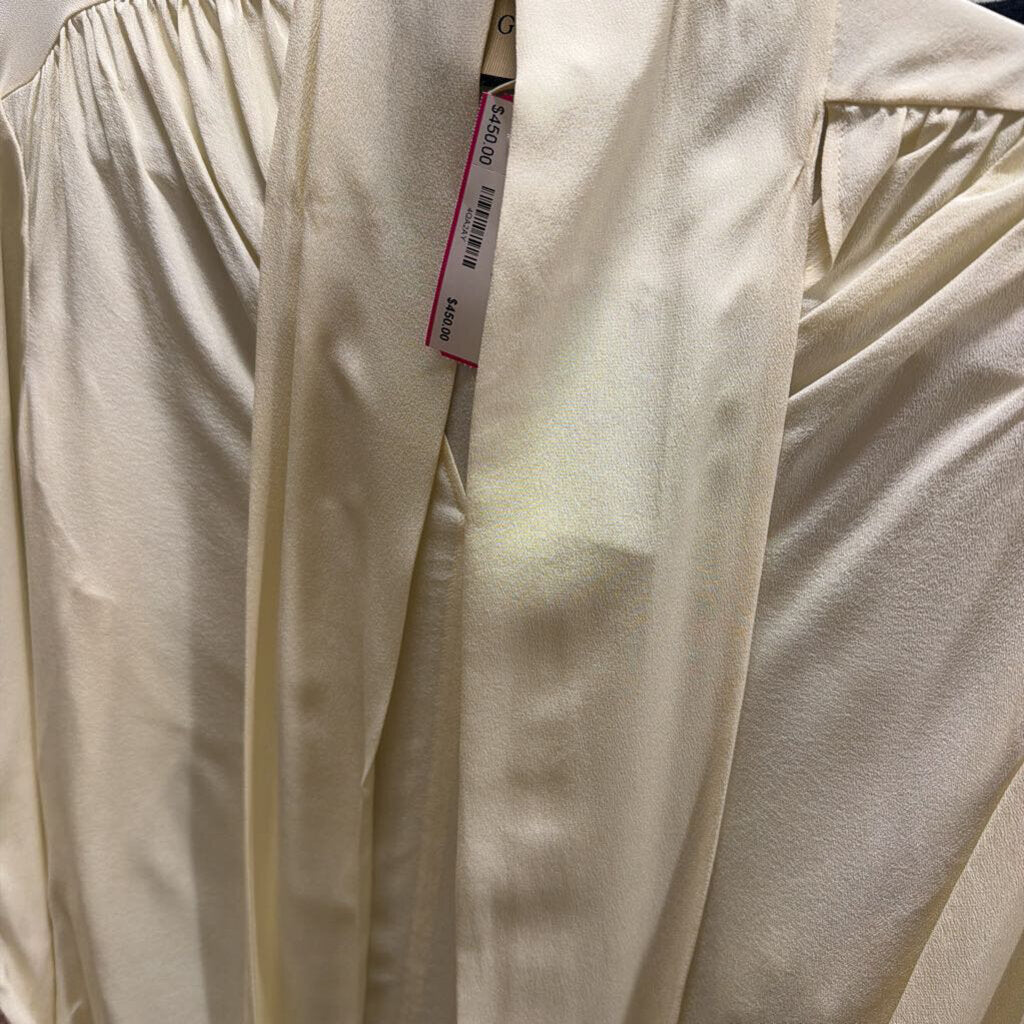 Cream Silk Tie Neck Blouse (NWT)