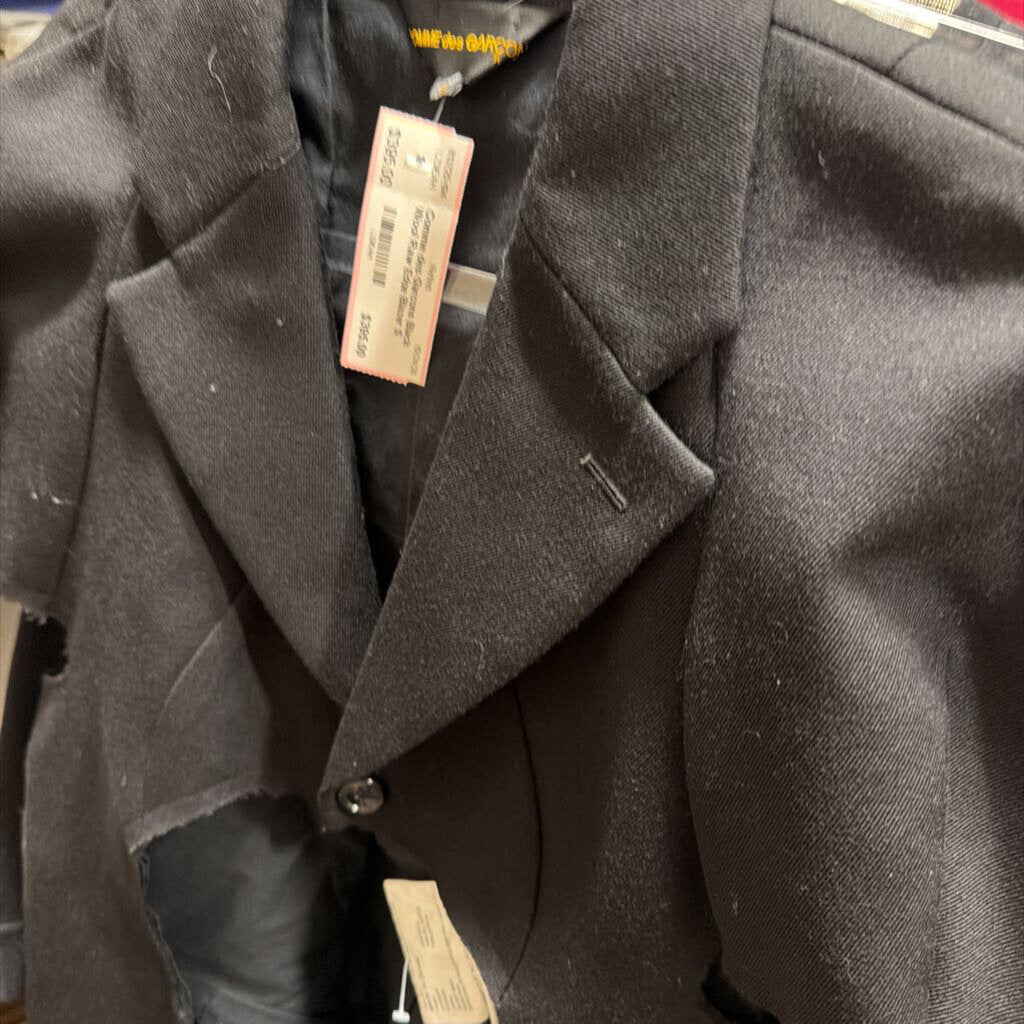 Black Wool Raw Edge Blazer
