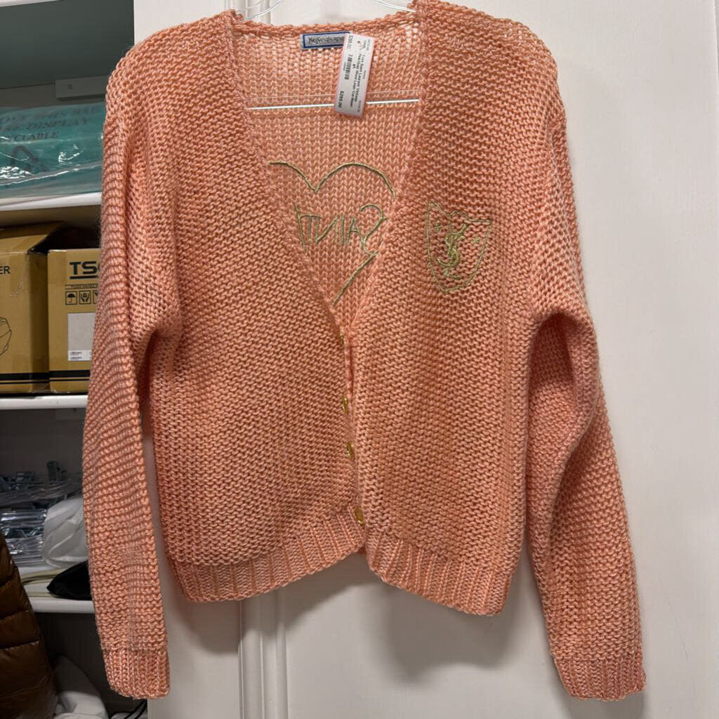 Vintage Pink/Gold Wool Logo Cardigan