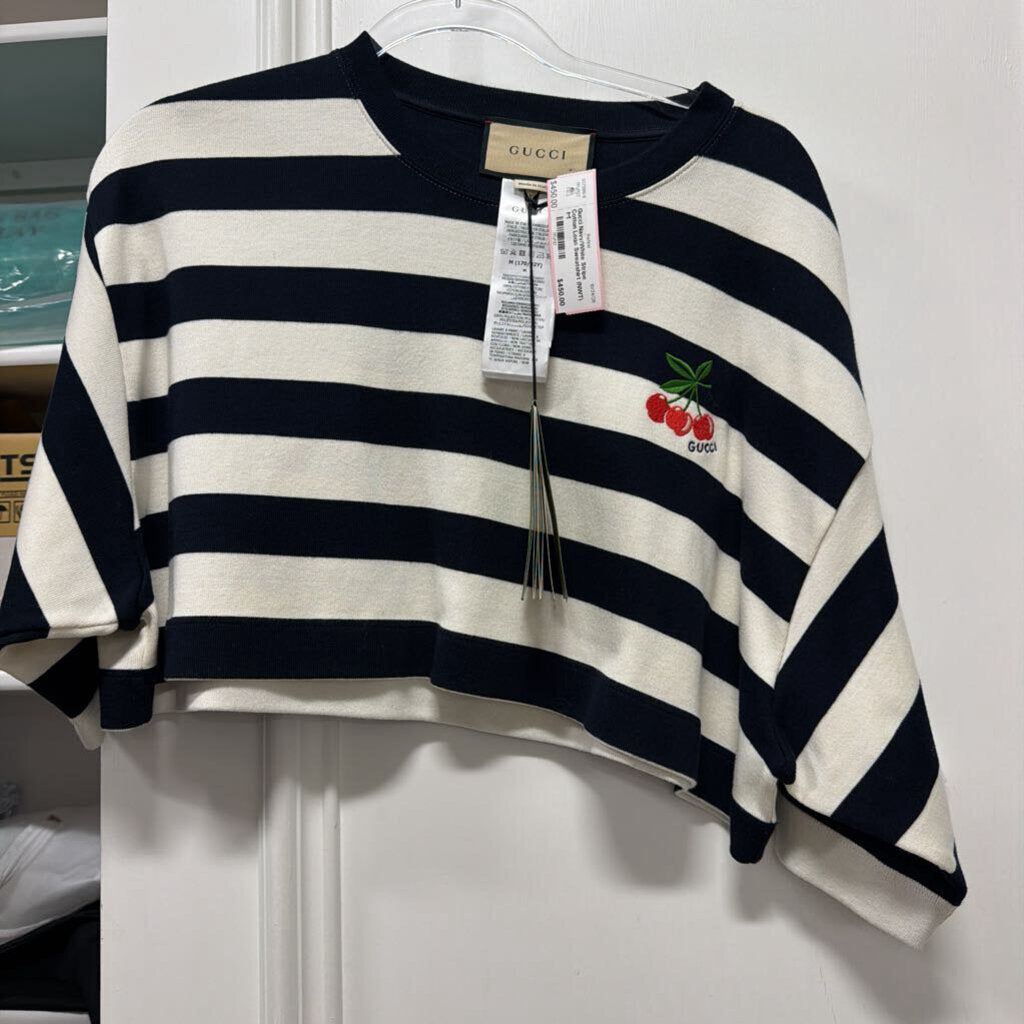 Navy/White Stripe Cotton Logo Sweatshirt (NWT)