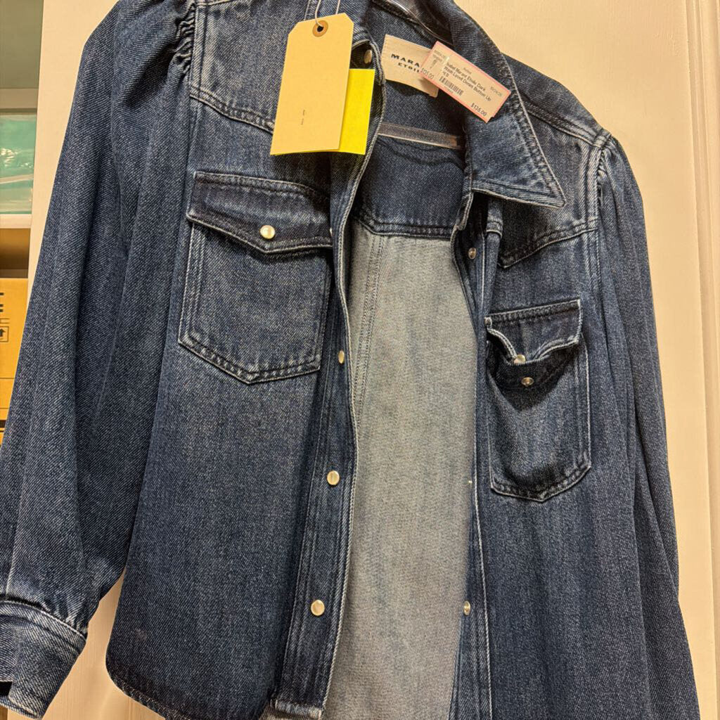 Dark Wash Lyoell Denim Button Up Top