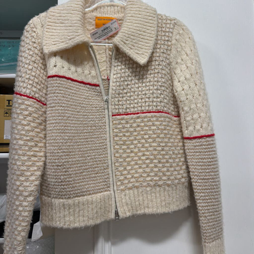 Cream Wool/Cashmere Patchwork Knit Jacket (545)